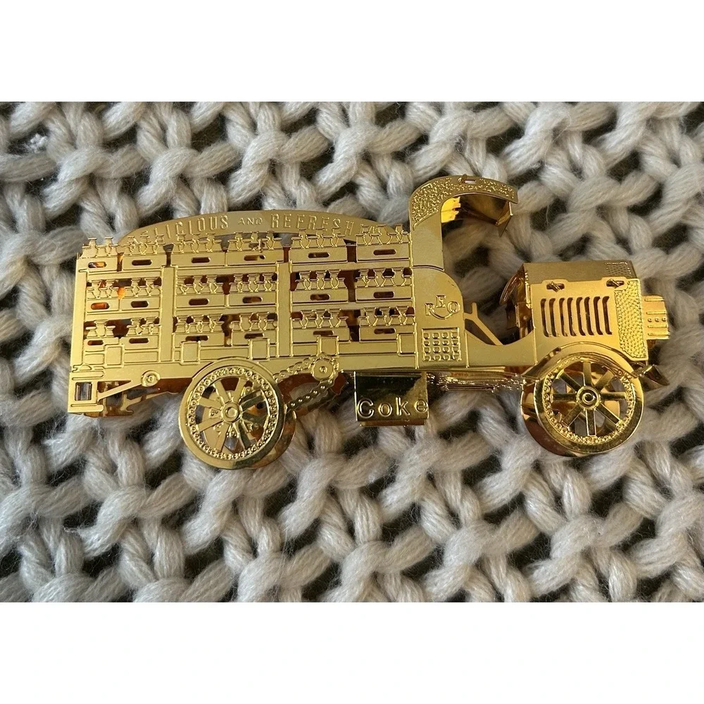 Vintage Coca-Cola Gold Toned 4.5" REO Old Delivery Truck Collectable Figurine - Picture 3 of 5